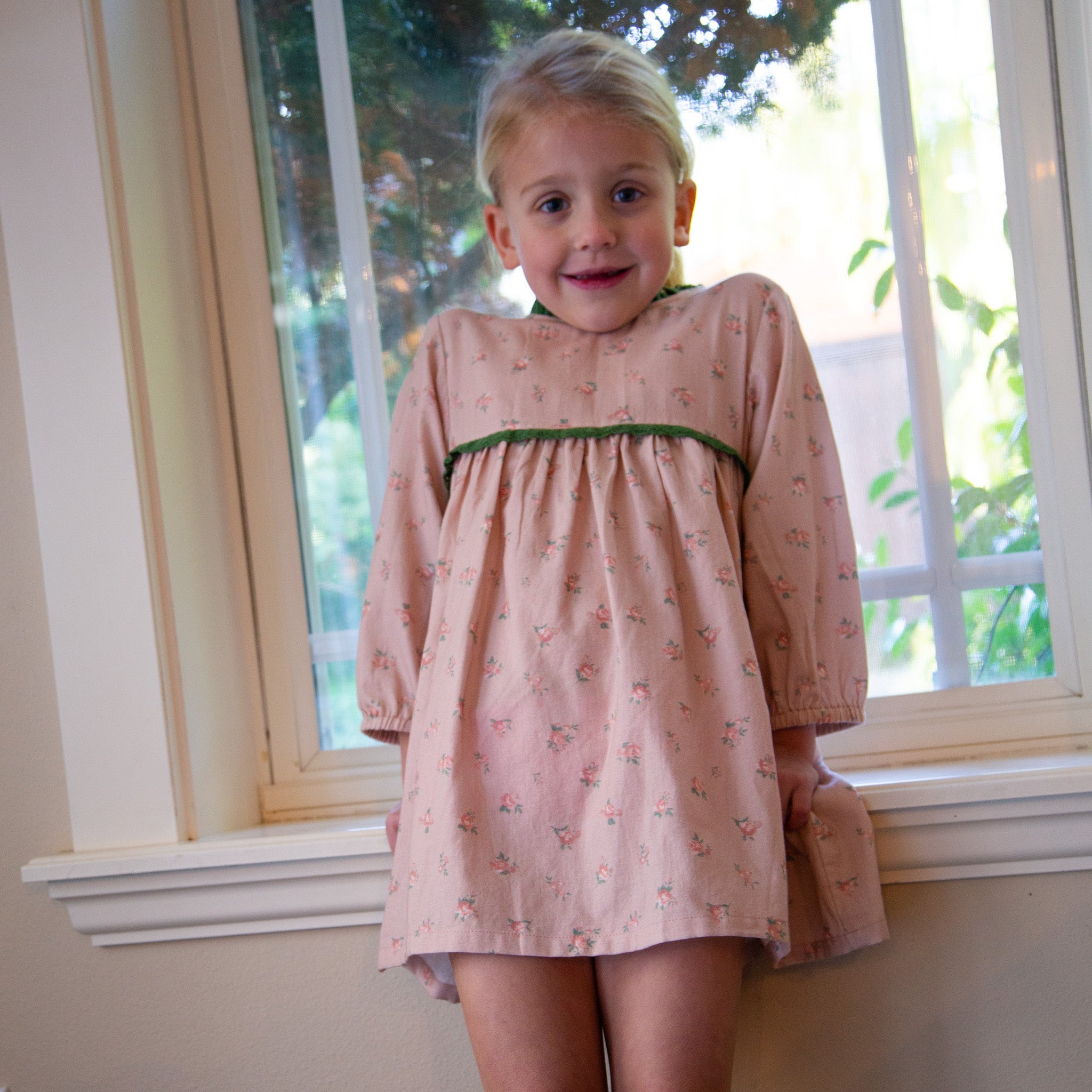 Toddler Priya Dress with Lace Trim | Vintage Pink Rose