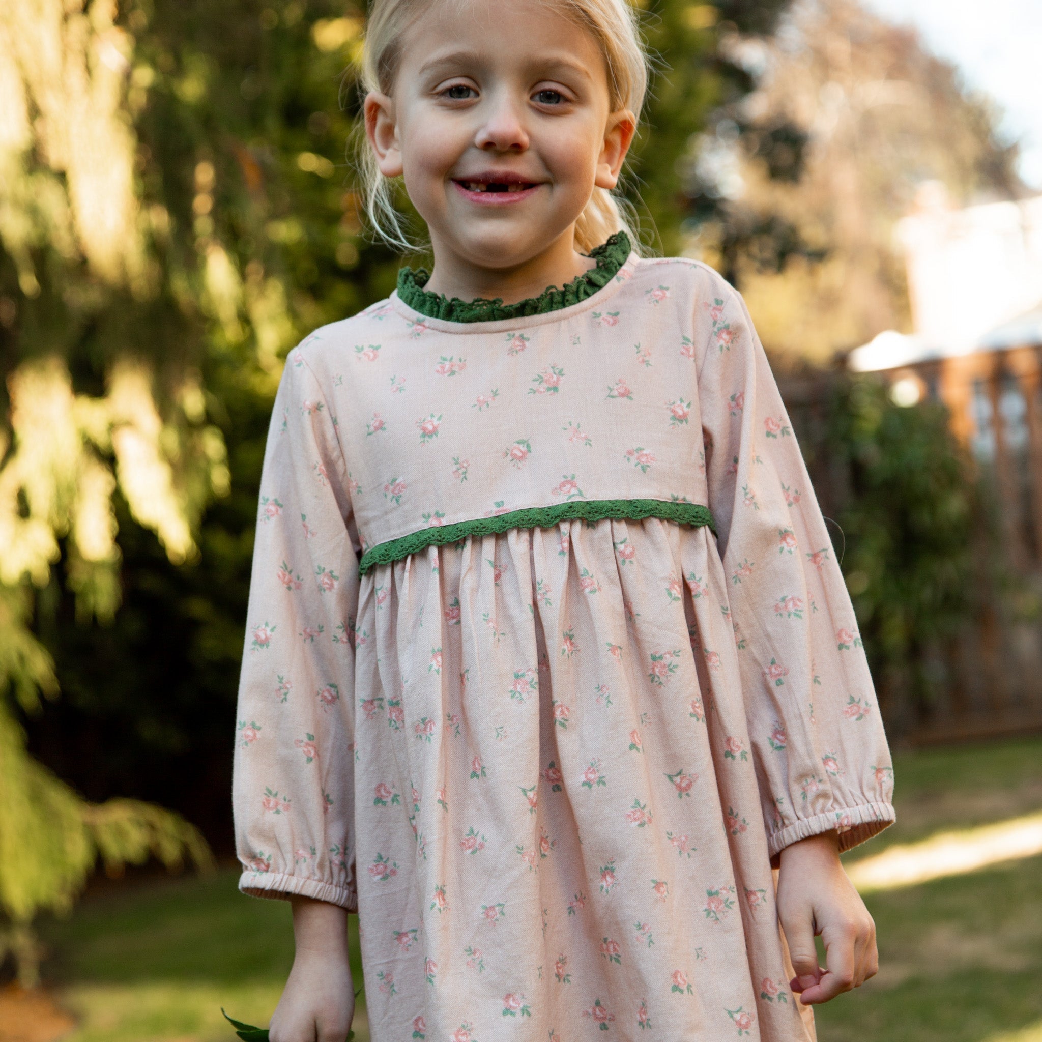 Toddler Priya Dress with Lace Trim | Vintage Pink Rose