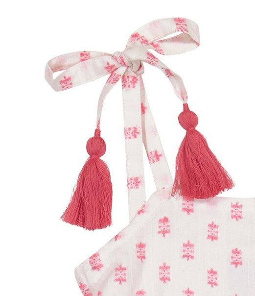 Bella Girls Shoulder Tie Sundress Pink Dobby