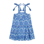 Bella Girls Shoulder Tie Sundress Blue Paisley