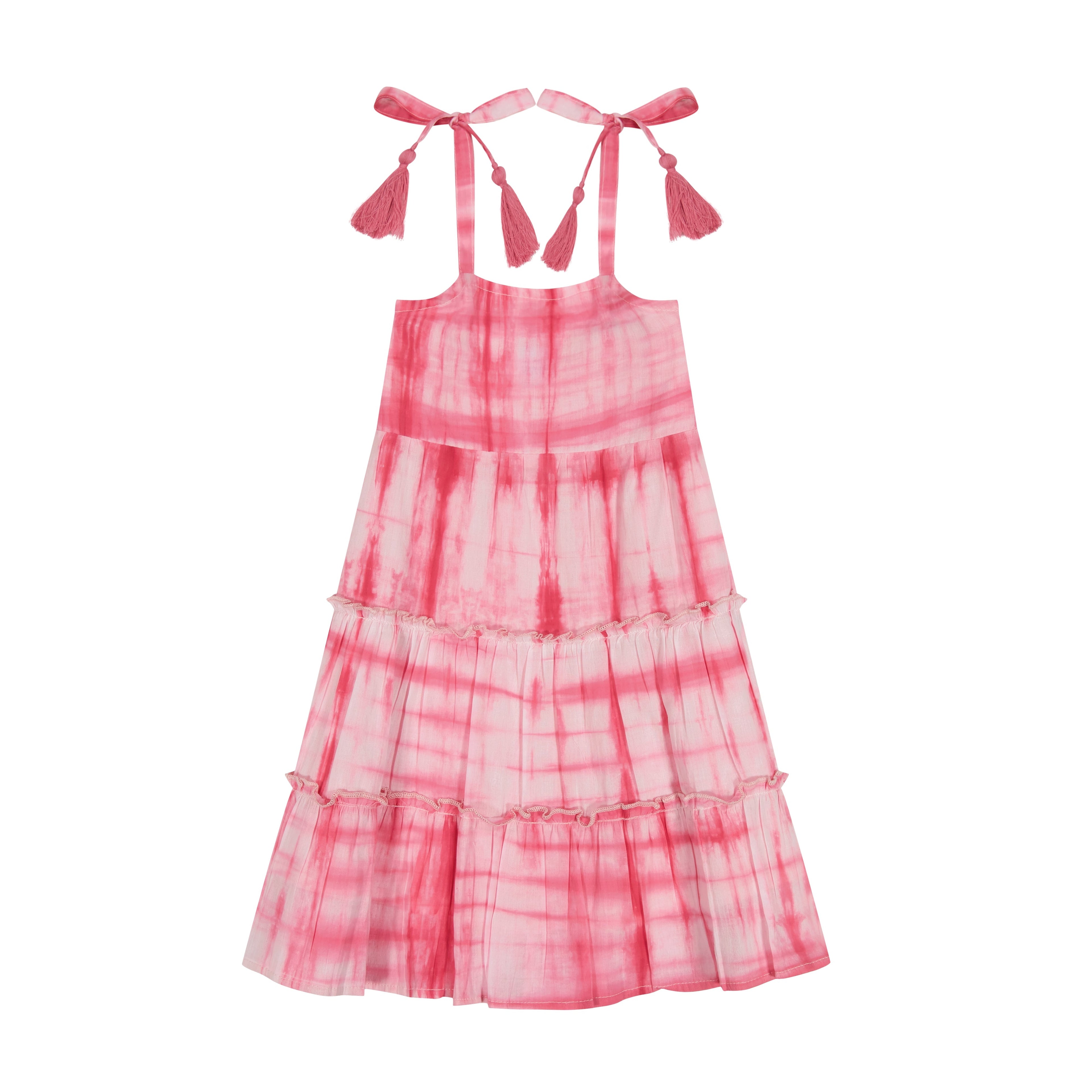 Bella Girls' Shoulder Tie Sundress Hibiscus Shibori