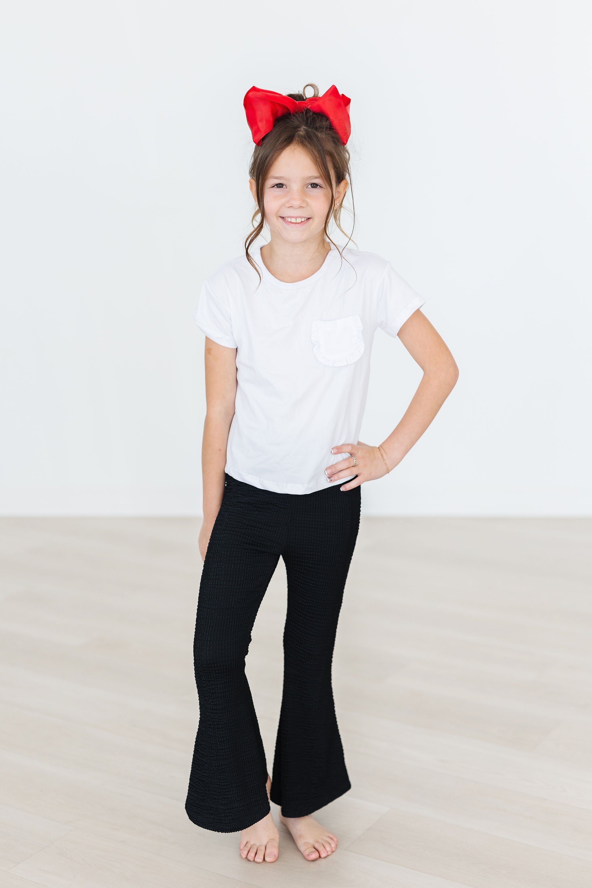 Girls Black Scrunchy Bell Bottoms