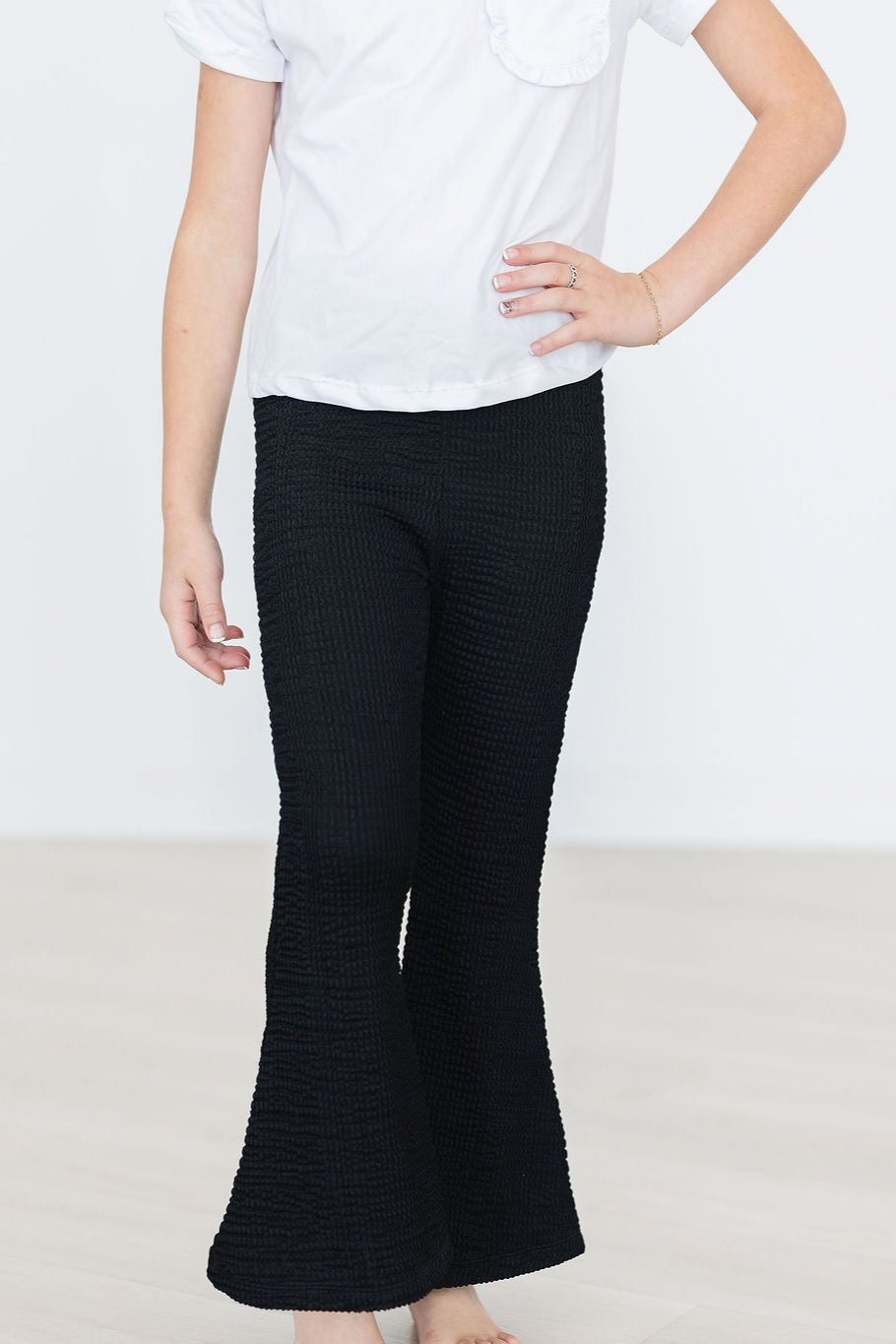 Girls Black Scrunchy Bell Bottoms