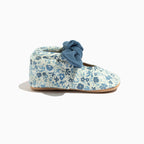 Blue Blooms Knotted Bow Baby Shoe