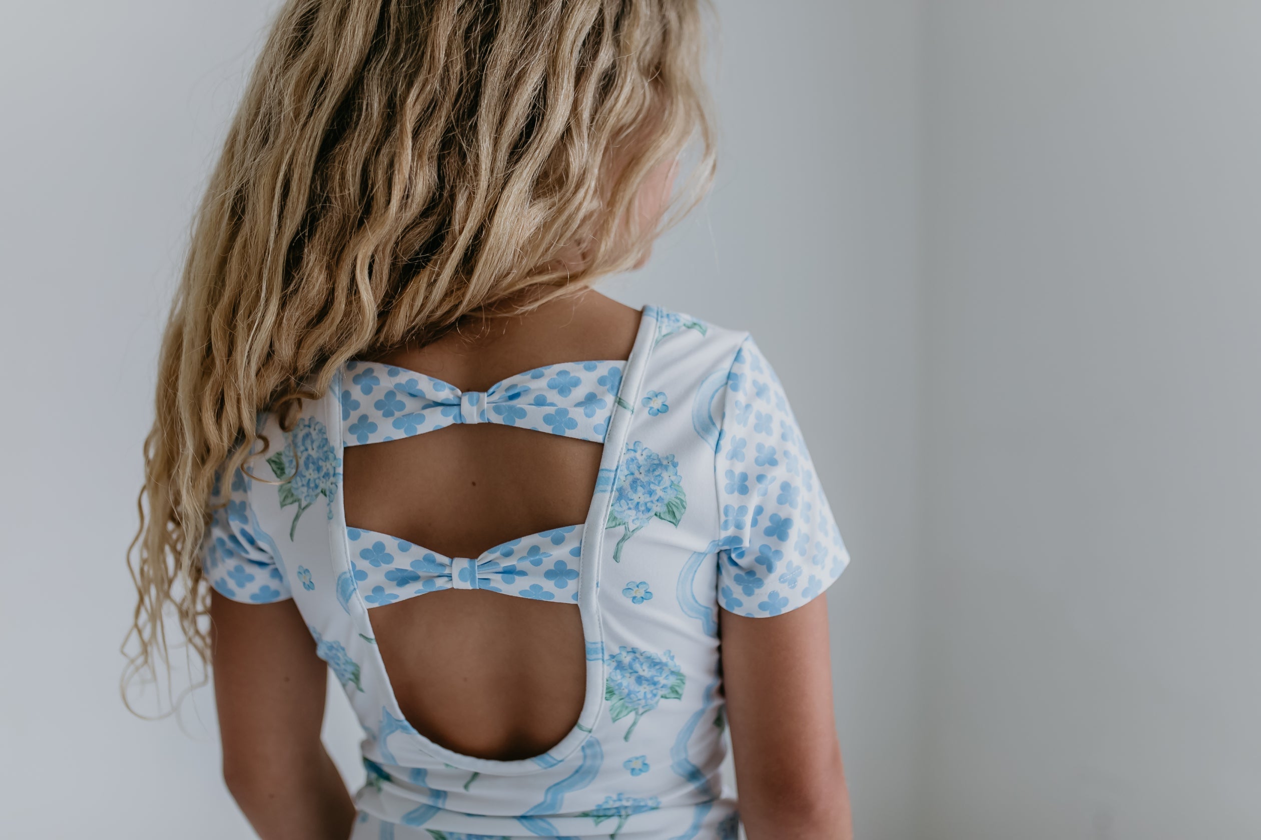 Blue Floral Coquette Shortie Leotard