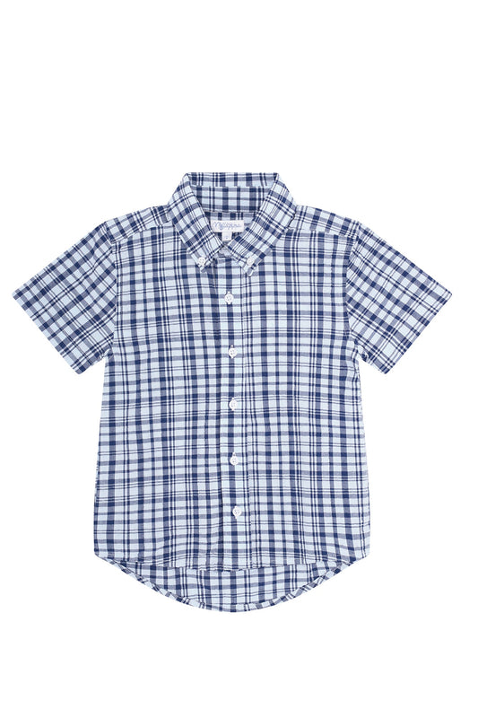 Boys Blue Plaid Pima Cotton Shirt