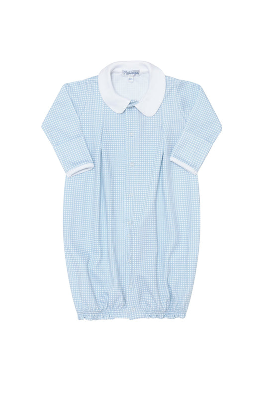 Blue Gingham Pima Cotton Converter Baby Gown