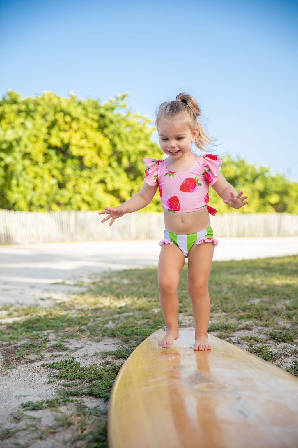 Girls Two Piece Swimsuit – Sweet Charlie Strawberry Print UPF 50+