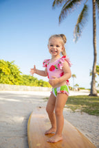 Girls Two Piece Swimsuit – Sweet Charlie Strawberry Print UPF 50+