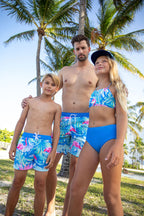 Men's Indigo Flamingo Swim Trunks