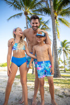 Indigo Flamingo Swim Trunks