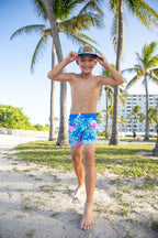 Indigo Flamingo Swim Trunks