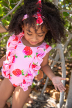 Berry Seascape Ruffle One-Piece Swimsuit