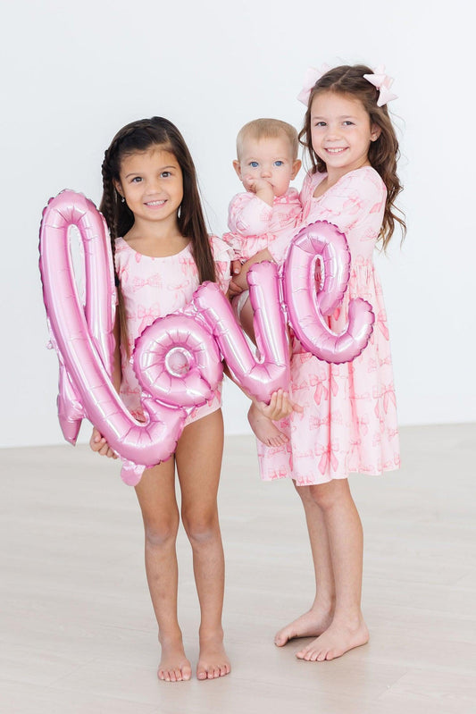 Blushing Bows 3/4 Sleeve Twirl Bodysuit