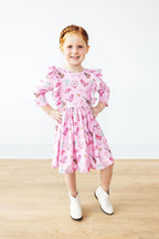 Boot Scootin' 3/4 Sleeve Ruffle Twirl Dress