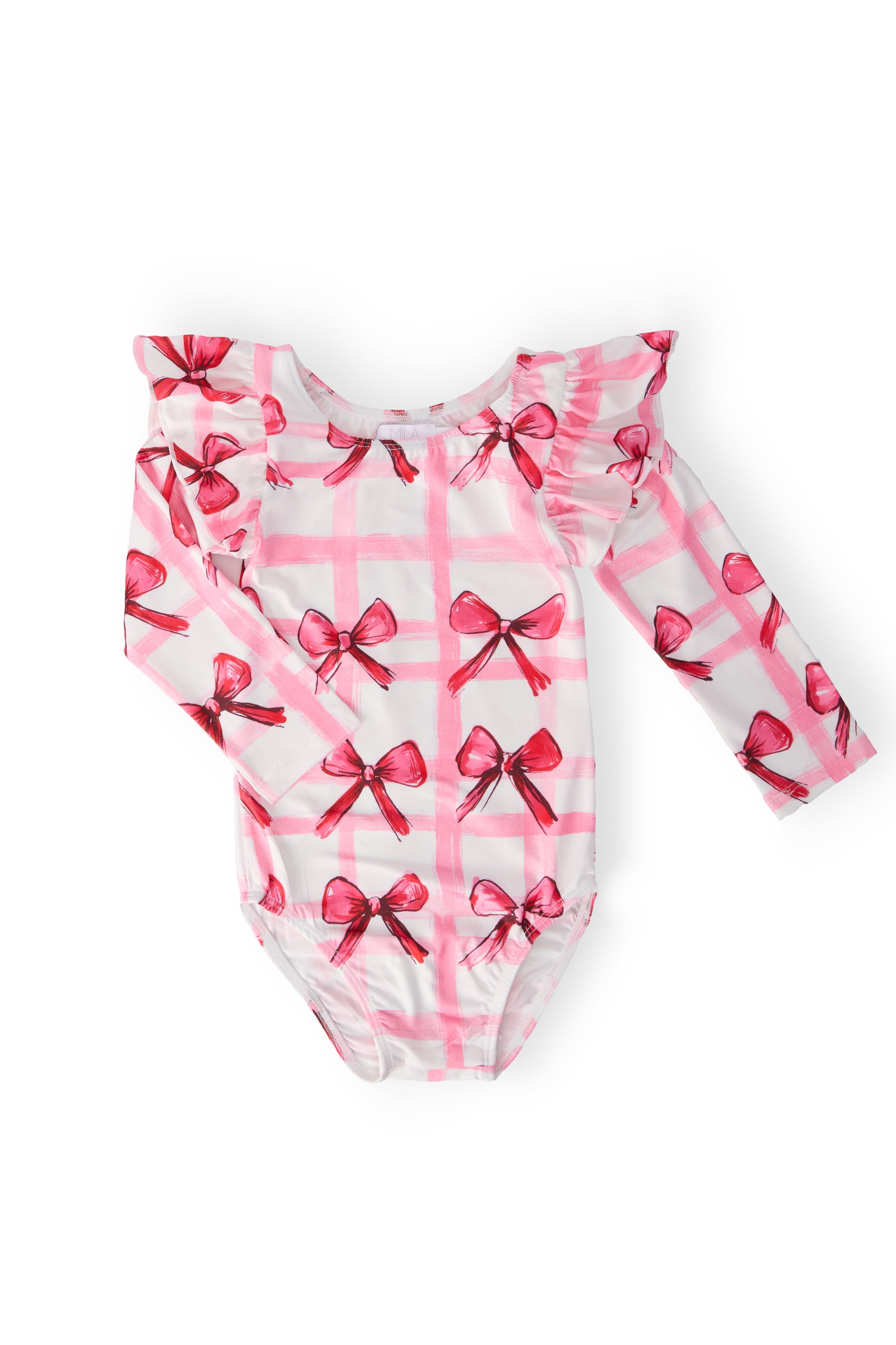 Bow La La Long Sleeve Flutter Sleeve Leotard