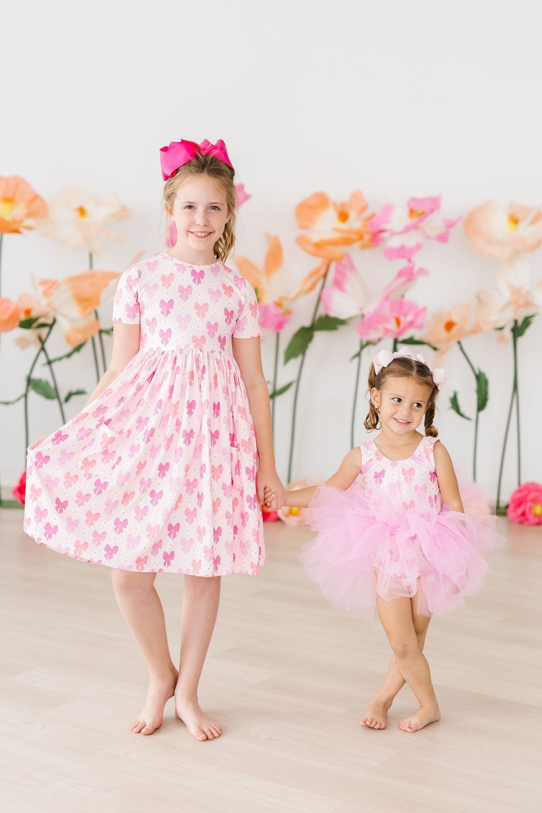Bow Beauty Short Sleeve Pocket Twirl Dress