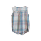 Baby Boy Artic Blue Seersucker Bubble Romper