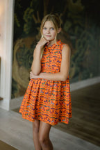Girls Rachel Dress- Vibrant Orange