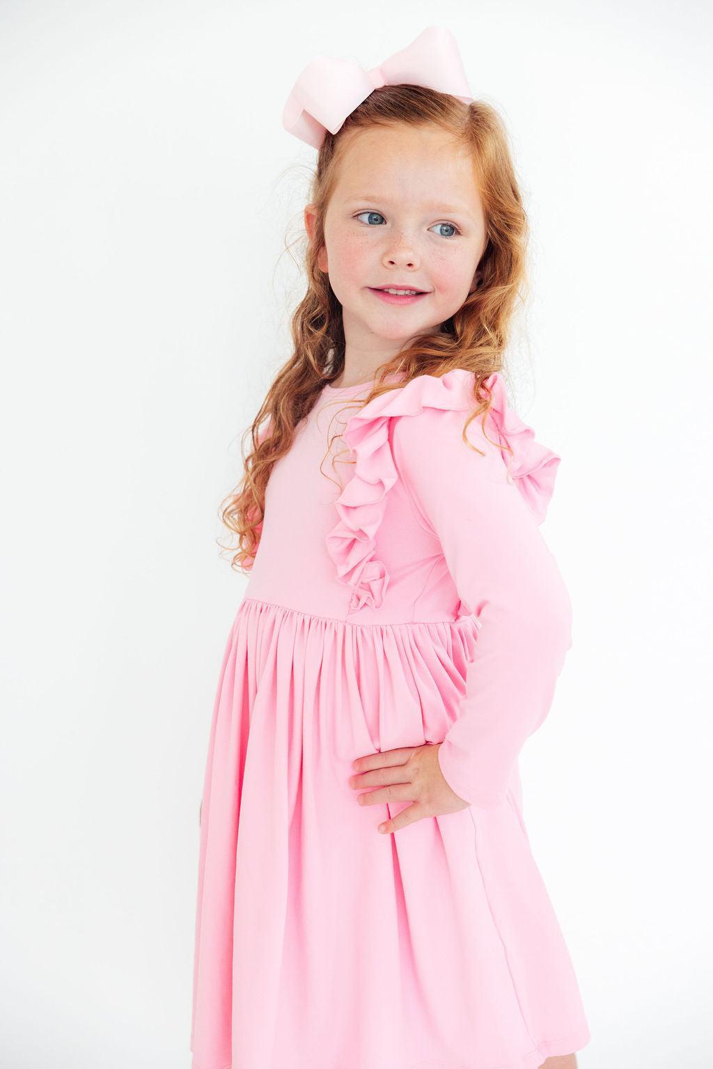 Bubblegum Pink Ruffle Twirl Dress