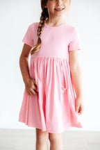 Girls Bubblegum Pink Twirl Dress with Pockets