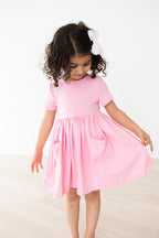 Girls Bubblegum Pink Twirl Dress with Pockets