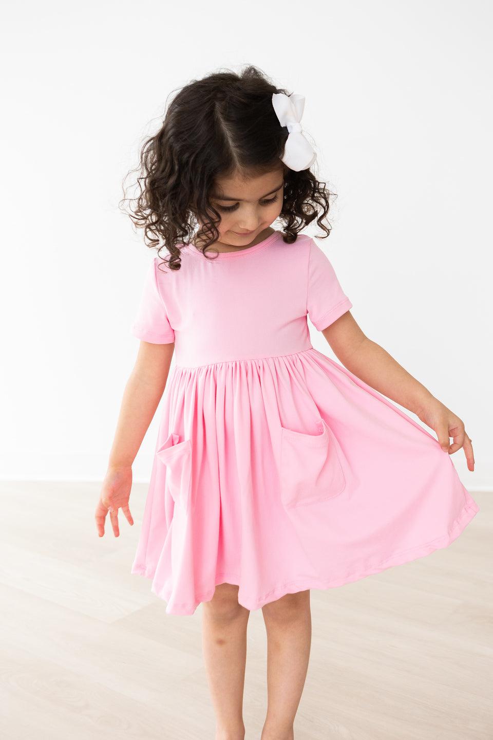 Girls Bubblegum Pink Twirl Dress with Pockets