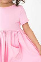 Girls Bubblegum Pink Twirl Dress with Pockets