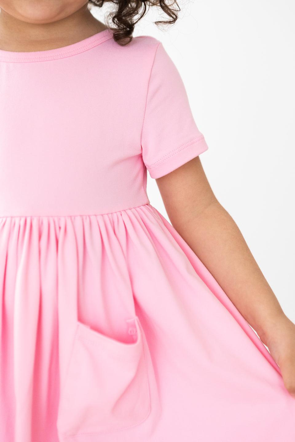 Girls Bubblegum Pink Twirl Dress with Pockets