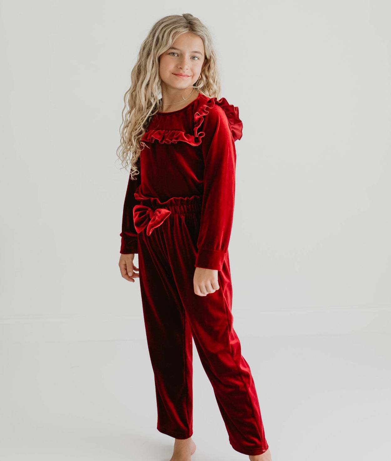 Burgundy Velvet Pant Set
