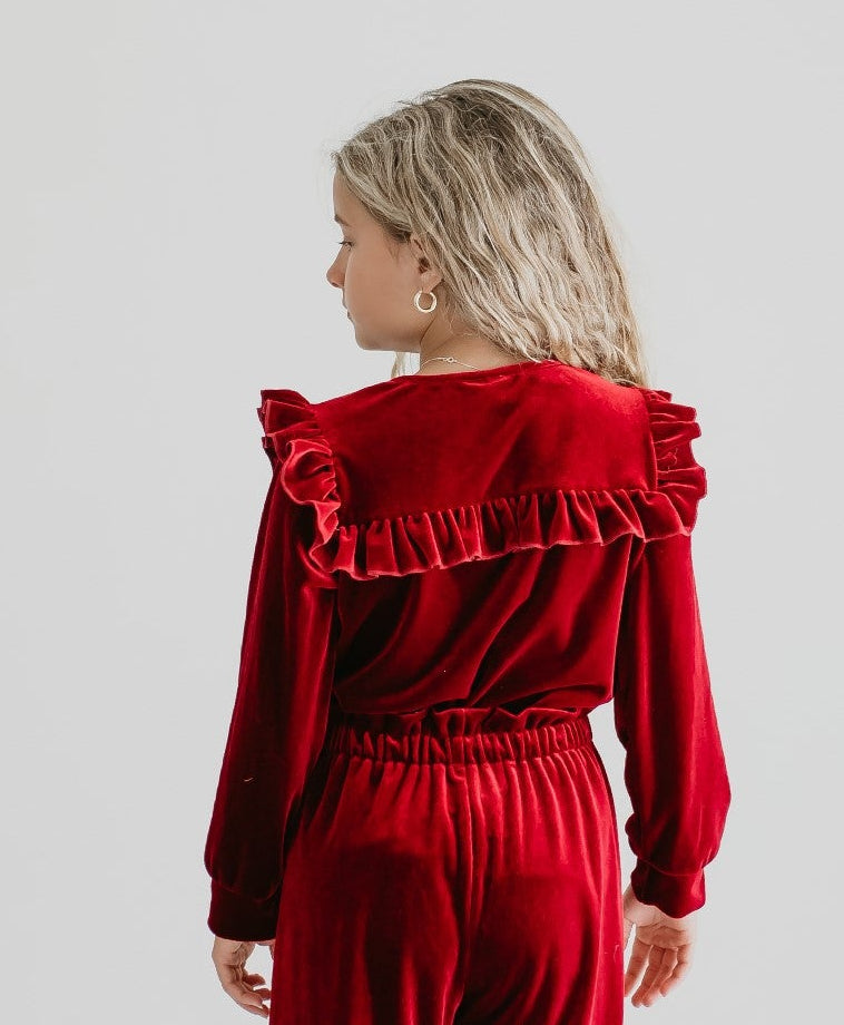 Burgundy Velvet Pant Set