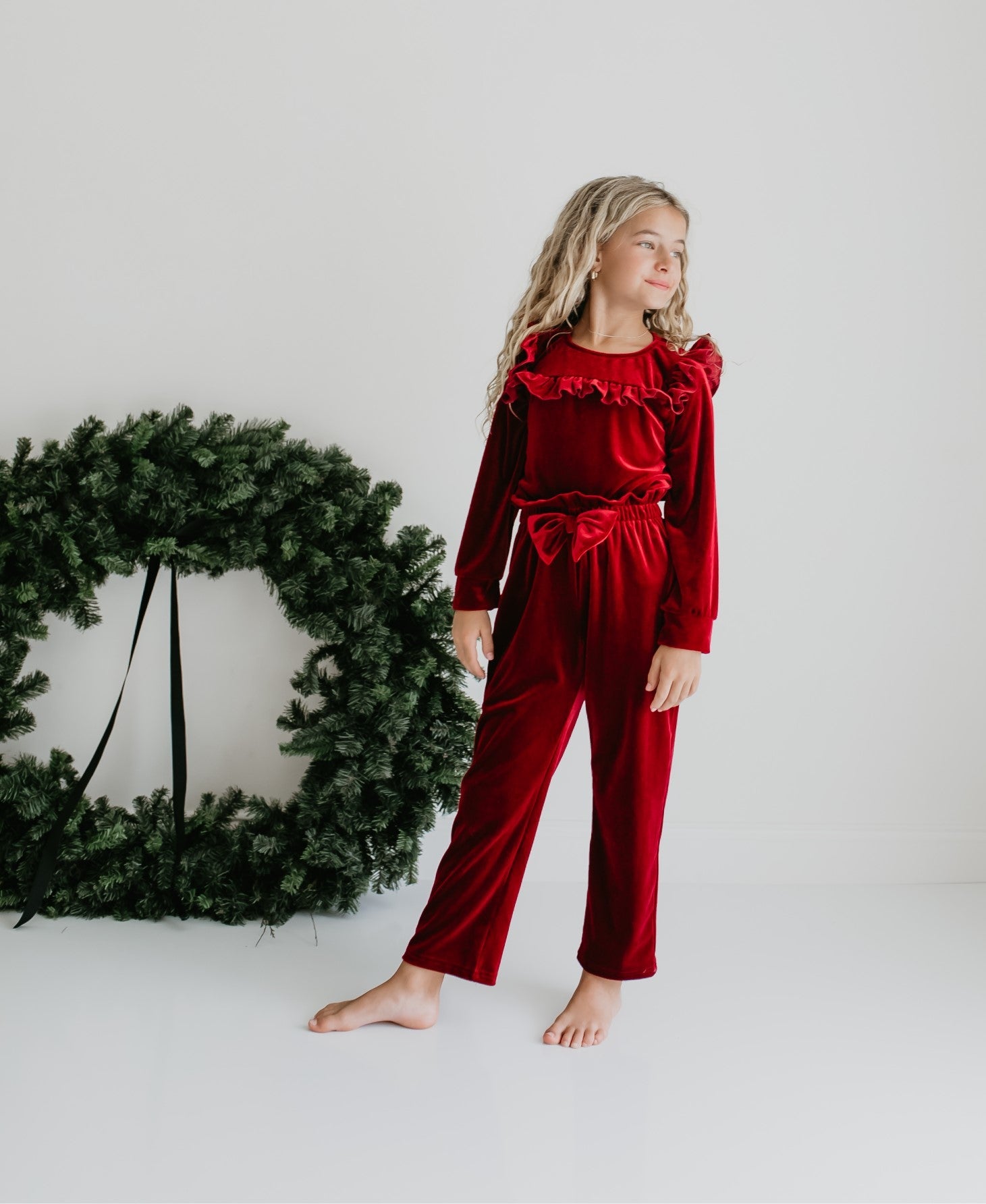 Burgundy Velvet Pant Set