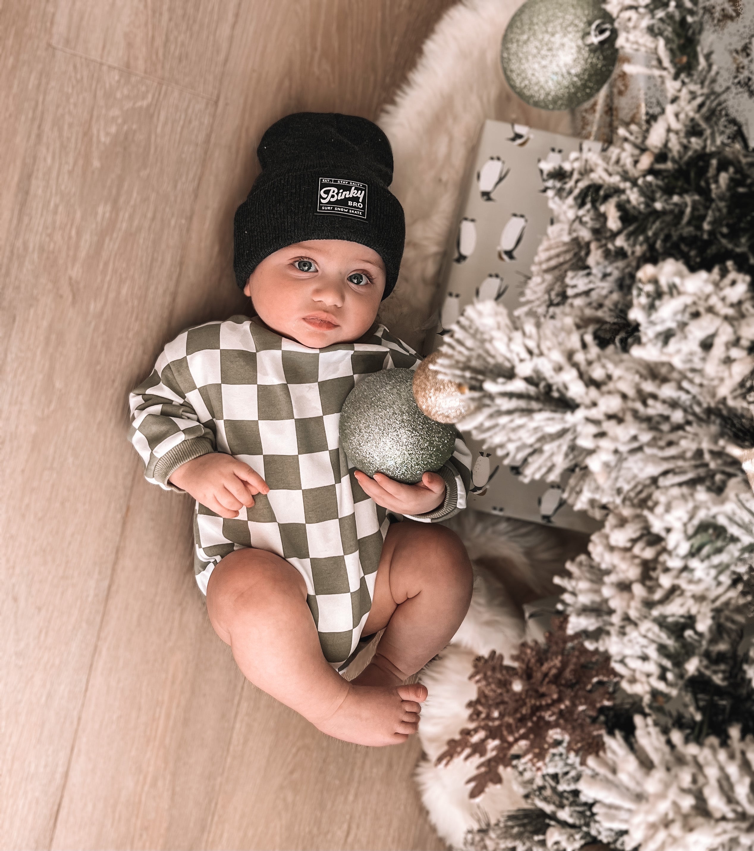 Checkered Bubble Romper - Spruce