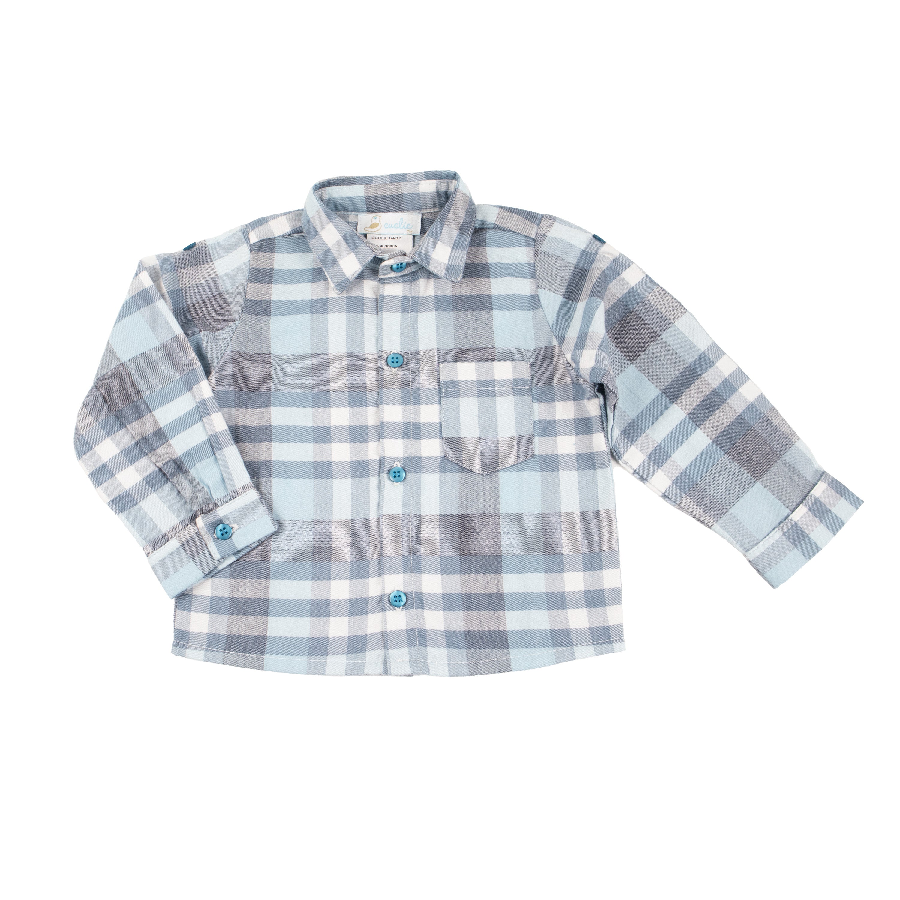 Boys Teal Flannel Shirt Set
