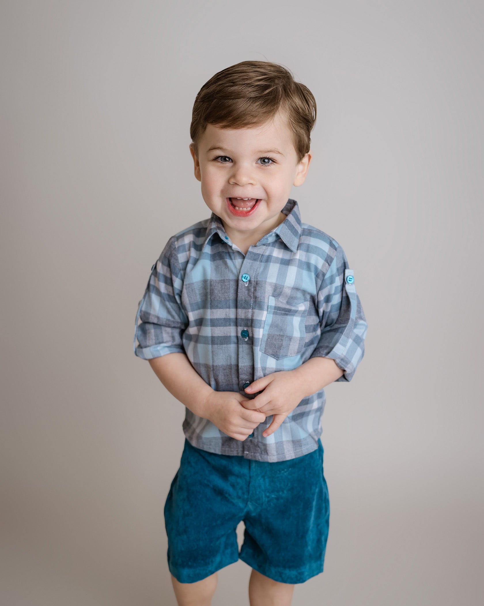 Boys Teal Flannel Shirt Set