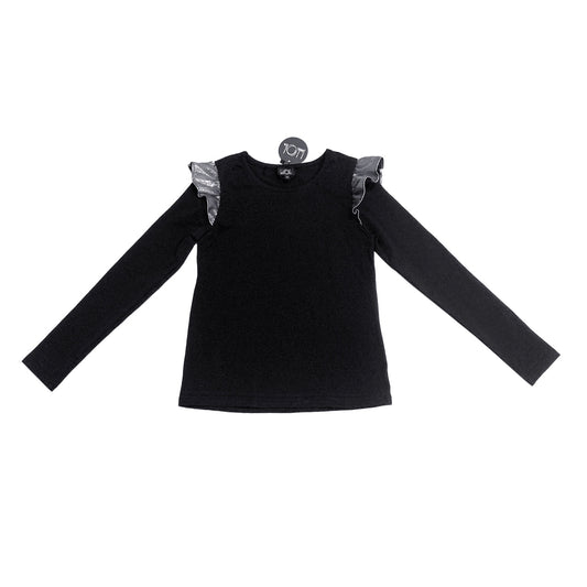 Black Top with Silver Ruffle