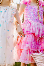Girls Ombre Pink Sparkle Tulle Dress