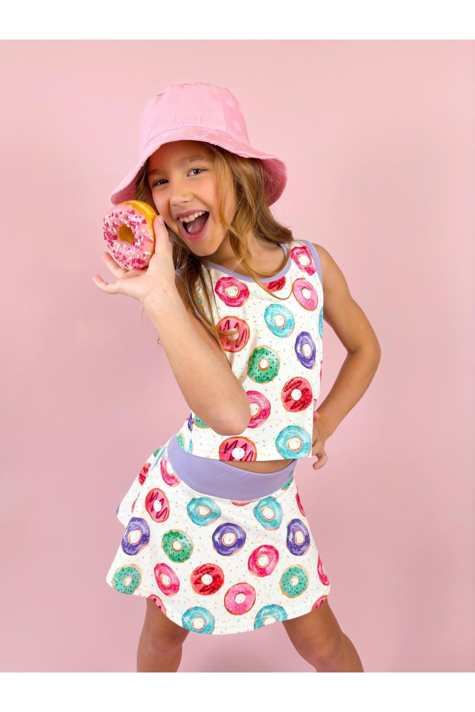 Girls Donut Two-Piece Athletic Tank and Skort Set