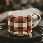 White Plaid 14oz. Gold Handle Coffee Mug