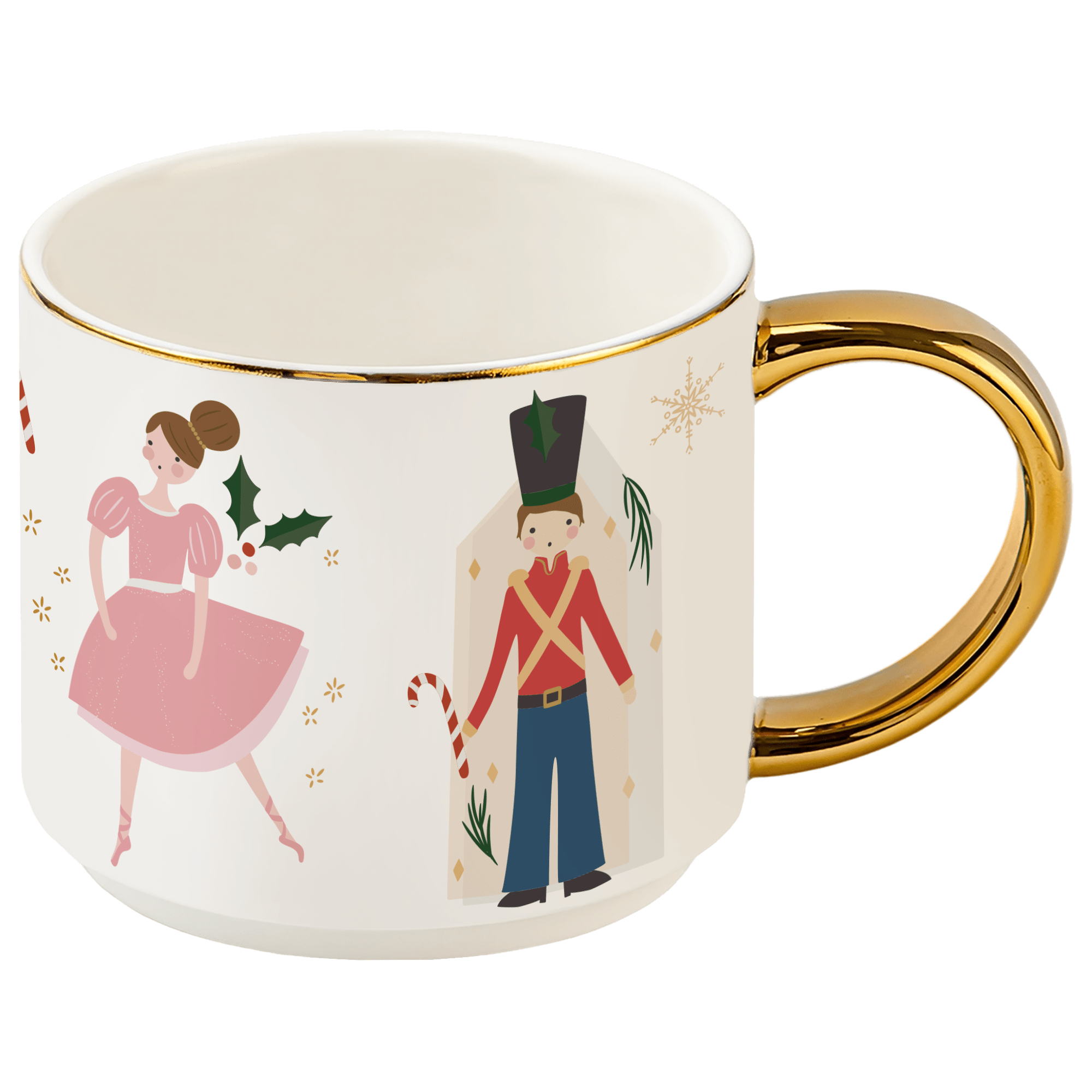 Nutcracker 14 oz Gold Handle Coffee Mug