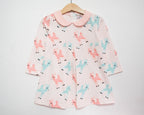 Girls Retro Pink and Teal Deer Winter Peter Pan Collar Dress