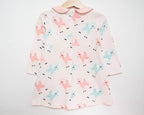 Girls Retro Pink and Teal Deer Winter Peter Pan Collar Dress