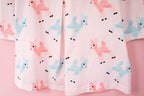 Girls Retro Pink and Teal Deer Winter Peter Pan Collar Dress