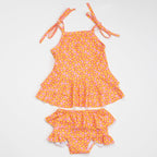 Pink and Yellow Ruffle Two-Piece Swimsuit