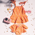 Pink and Yellow Ruffle Two-Piece Swimsuit