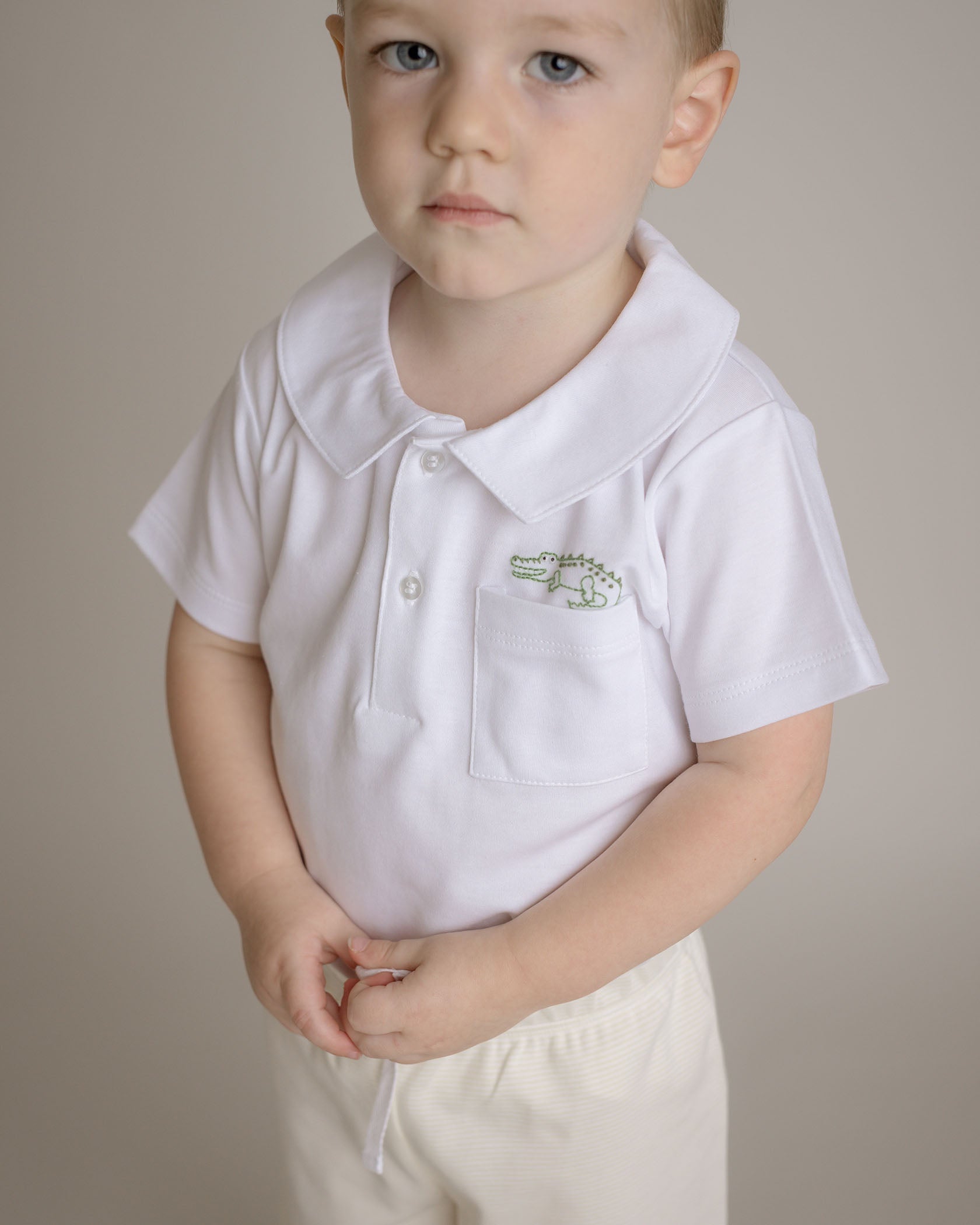 Baby Boy Yellow Gator Pima Cotton Short Play Set