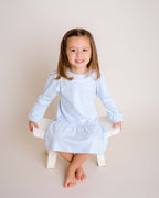Baby Girl Light Blue Long Sleeve Pima Cotton Jersey Dress