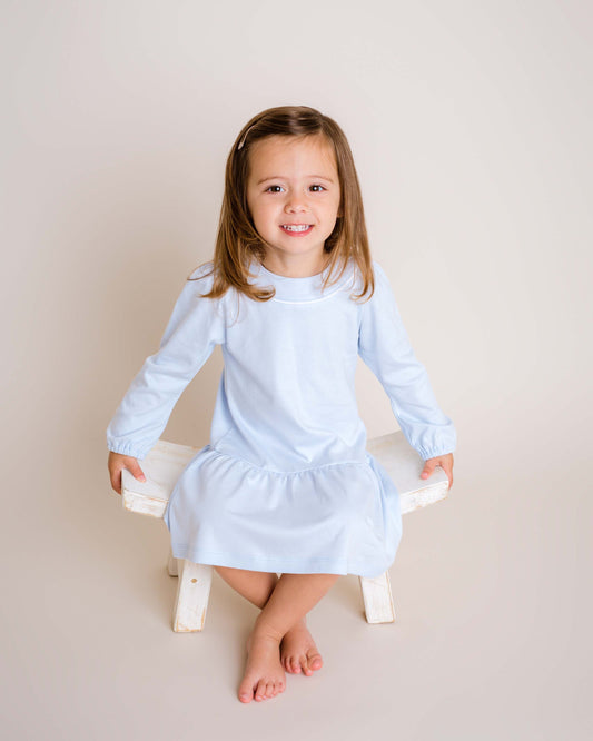 Lt. Blue Long Sleeve Jersey Dress