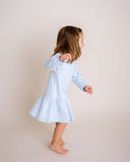 Baby Girl Light Blue Long Sleeve Pima Cotton Jersey Dress