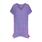 Capucine Women's Mini Caftan Dress Periwinkle Embroidery